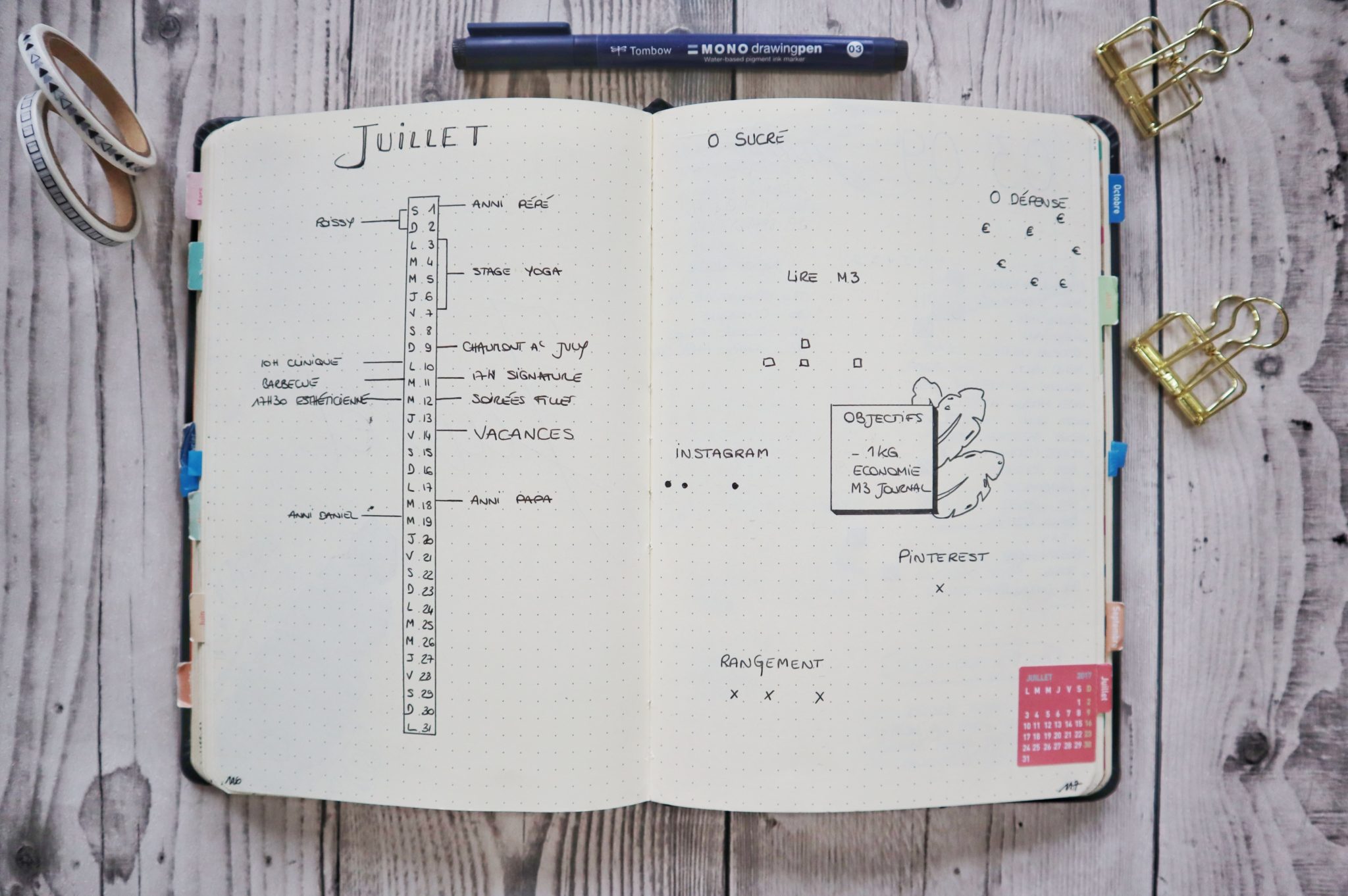 Bullet journal juillet : idées de mise en page - Ma Cohérence