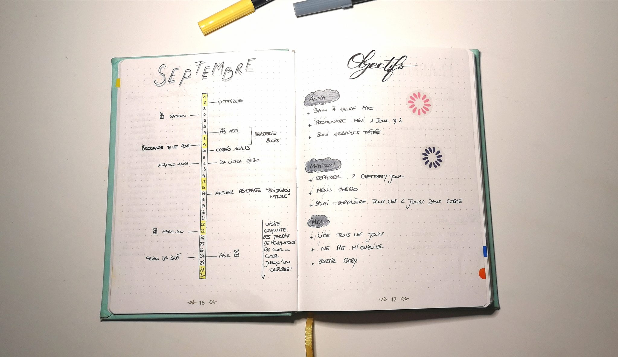 Bullet journal septembre : idées de mise en page - Ma Cohérence